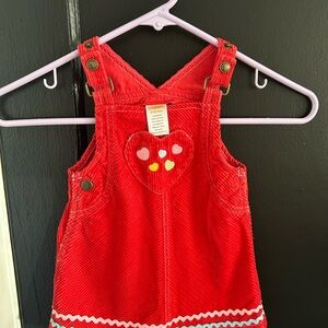 Vintage Gymboree Red Corduroy Kids Overalls with Heart Patch